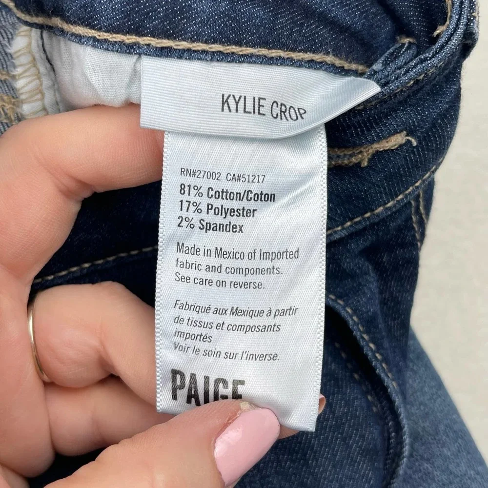 PAIGE Jeans Women's Size 27 (4) Kylie Crop Cuffed Distressed Stretch Denim - Picture 7 of 10